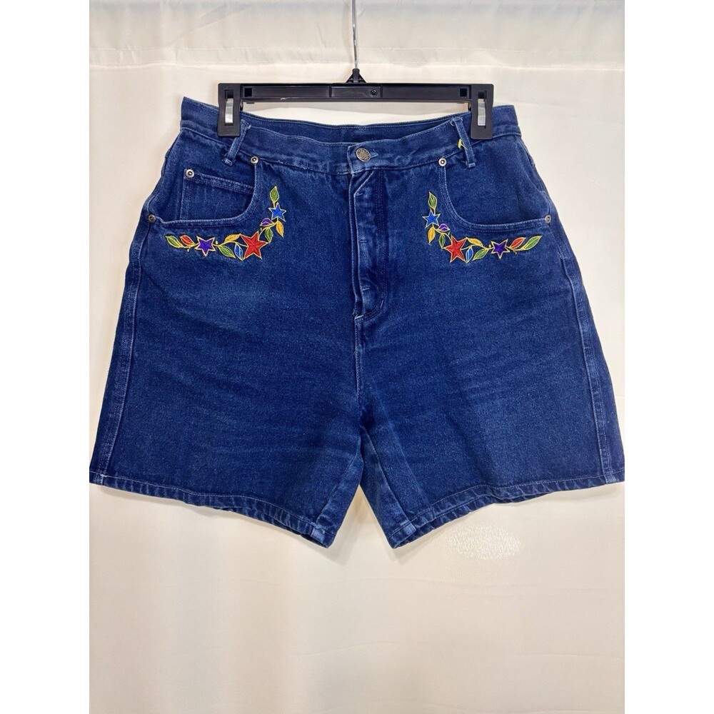 Vintage Goodfellows Embroidered Denim Shorts Women's Size 13/14 Jean Shorts Cott